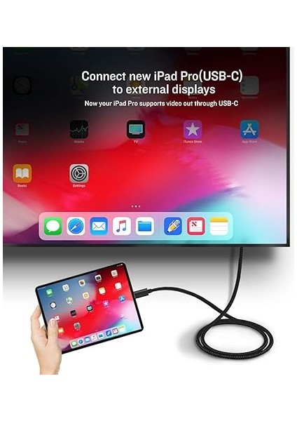 USB C HDMI Adaptörü, USB 3.1 Tip C HDMI Kablosu 4K 1,8 M (Thunderbolt 3 ile Uyumlu) | Galaxy Note9/8/s8/s8 Plus, Macbook, Imac, Pixelbook (Gece Yarısı Karanlık) Için modelleri