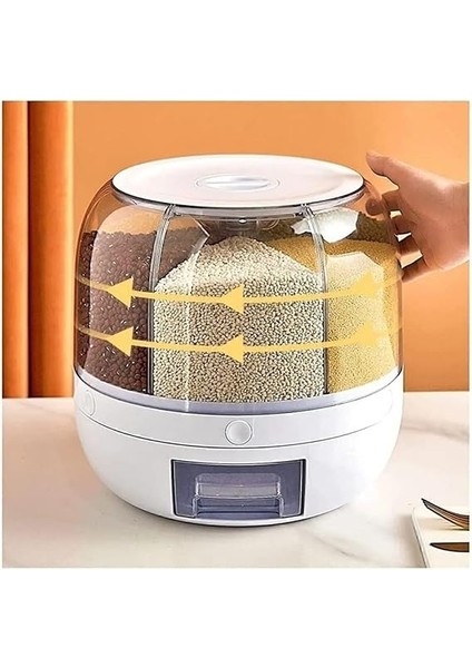 Bölmeli Bakliyat Saklama Kabı, 6 kg Kapasiteli, 360 Derece Dönebilir fiyatları