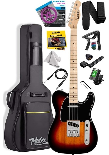 TLX-50SB Tele Kasa Maple Klavye 2 Single-Coil Manyetik Elektro Gitar