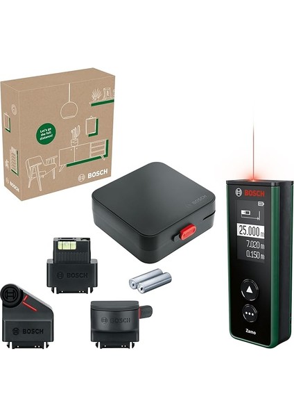 Home & Garden Zamo Set Lazerli Uzaklık Ölçer (25M Çalışma Alanı, 4 Sn. Ölçme Süresi, 2 x Aa Pil, Çizgi Adaptörü, Tekerlek Adaptörü, Şerit Adaptörü, Saklama Kutusu)