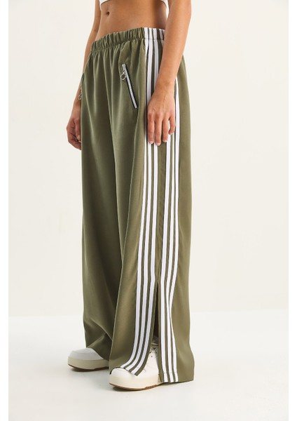 Kadın Şeritli Beli Lastikli Cep Detaylı Mevsimlik Palazzo Pantolon fırsatları