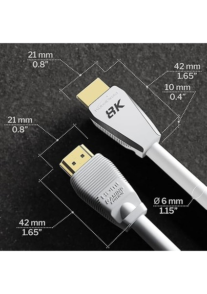 – 8k HDMI 2.1 Kablo, Sertifikalı Gamer Sürümü – 2m (8K@60Hz, 10K, 8k Için Ultra Yüksek HIZ/48G Veya 4k'da Ultra Hızlı 144hz, Ps5/xbox ve Oyun Bilgisayarı, Monitör/tv, Gri Için, Beyaz) indirimleri
