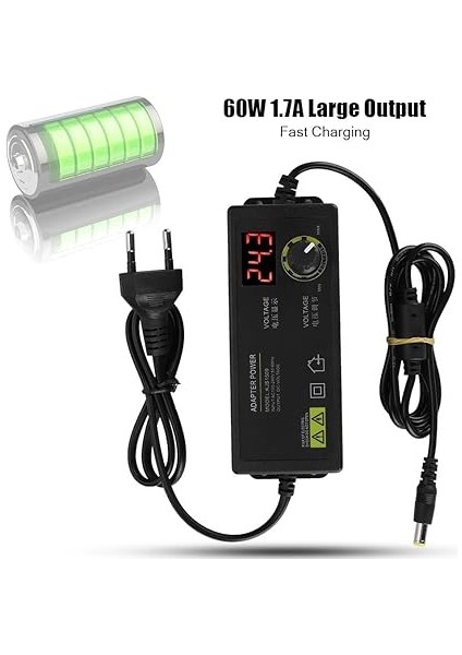 Ayarlanabilir Adaptör, Güç Kaynağı Ayarlanabilir 3 – 36 V Geniş Aralıklı Ayarlanabilir Güç Kaynağı Parazit Önleyici 60 W 1,7 A Ac Dc Adaptör modelleri