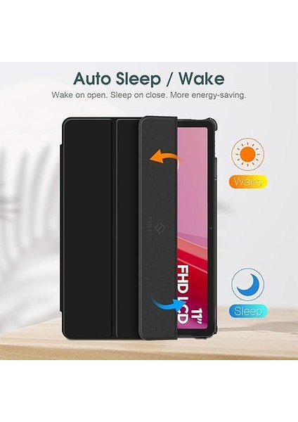 Lenovo Tab M11 (TB330FU) 11 Inç 2024 Için Kılıf, Ultra Ince Koruyucu Kılıf, Yarı Saydam Arka Kapak, Otomatik Uyku/uyanma Fonksiyonlu, Siyah fırsatları