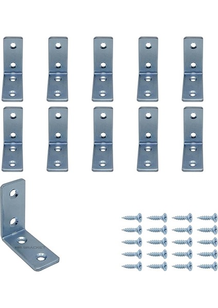 10 Ad. L Demir Gönye Köşebent 16X35X35MM - Mobilya Dolap Eşya Duvara Sabitleme Aparatı - Raf Masa Çekmece Sandalye Kitaplık Gardırop Köşe Sabitleme Birleştirme Bağlantı Demiri