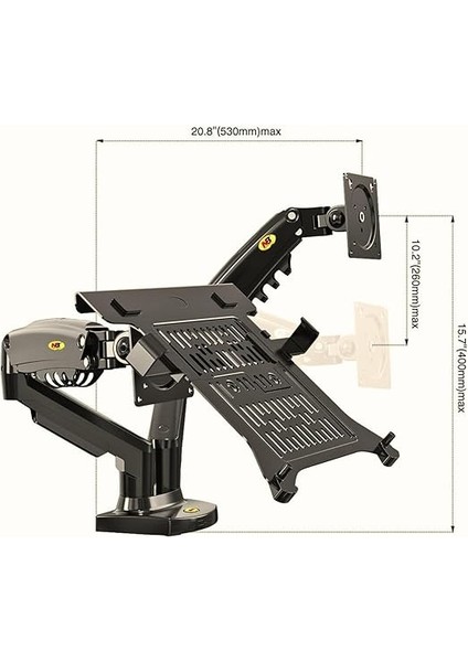 Nb F160+FP Gazlı Çift Kol North Bayou 17-30"monitör 10"-17" Dizüstü Bilgisayar Vesa Monitör Standı indirimleri