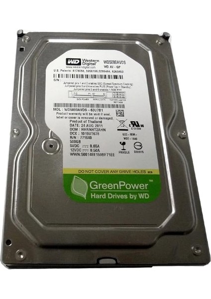 Western Digital 5000AVDS Av-Gp 500 GB Dahili Sabit Disk (8,9 cm (3,5 Inç), 7200RPM, 4,2ms, 32MB Önbellek, Sata) modelleri