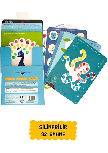 Clean Finger Paint Activity Cards - Silinebilir Parmak Boyası Aktivite Kartları - Fingerprint Activities fiyatları
