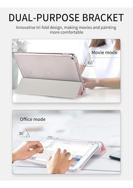 10.2 Inç iPad 9./8./7. Nesil Kılıf, Kalem Tutuculu, Çilek Baskılı Üç Katlı Stand Koruyucu iPad Kılıfı 2021/2020/2019 Için Otomatik Uyku Uyandırma Ile, Pembe indirimleri