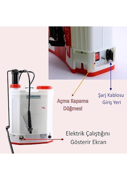 şarjlı ılaçlama pompası 16 lt elektrikli veya manuel mekanik ağaç dal bağ bahçe bitki indirimleri