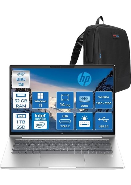 Elitebook 640 G11 Intel Core Ultra 5 125U Ddr5 32GB 1tb SSD Intel® Aı Boost 14" Wuxga IPS 400NITS Windows 11 Home Taşınabilir Bilgisayar B2PK3ESH10 + Zetta Çanta fiyatları