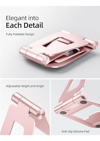 Çift Katlanabilir iPad Standı, Tamamen Ayarlanabilir Masaüstü Tablet Tutucu, Ofis Kindle Için iPad Aksesuarları 4-11 Inç Mobil Cihazlarla Uyumlu iPad Pro/mini, iPhone Pro/max/plus, Nexus, Pembe fırsatları