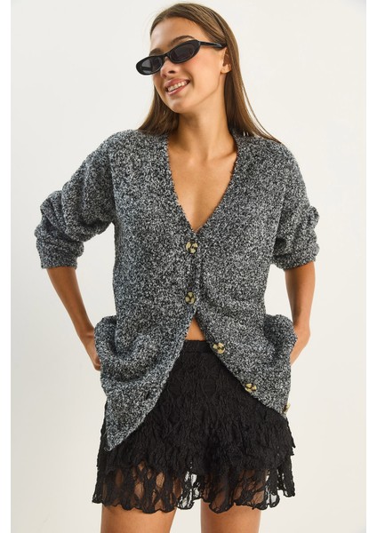 Kadın V Yaka Oversize Buklet Carmen Triko Hırka fırsatları