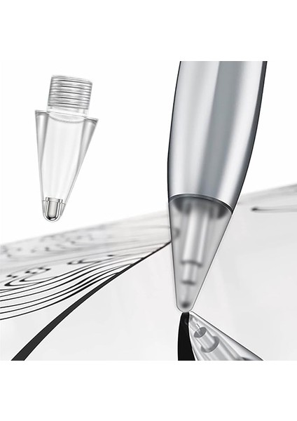 Huawei M-Pencil (2. Nesil) ile Uyumlu Uçlar - [2'li Paket] Kurşun Kalem Ucu Ucu Huawei M Pencil 2 Için - Şeffaf Uçlar