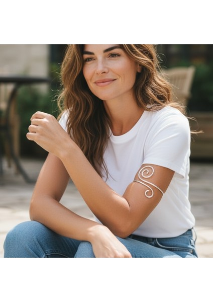 Gümüş kaplama Kristal Tel Üst Kol Pazu Kelepçe