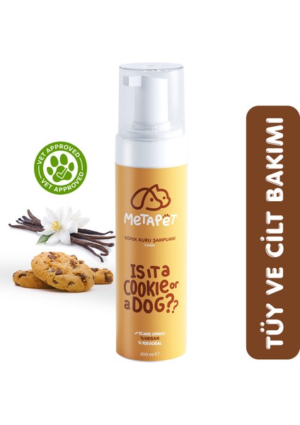 Vanilya Kokulu Köpek Kuru Köpük Şampuanı | Doğal ve Organik Formül, Yavru Köpeklere Uygun