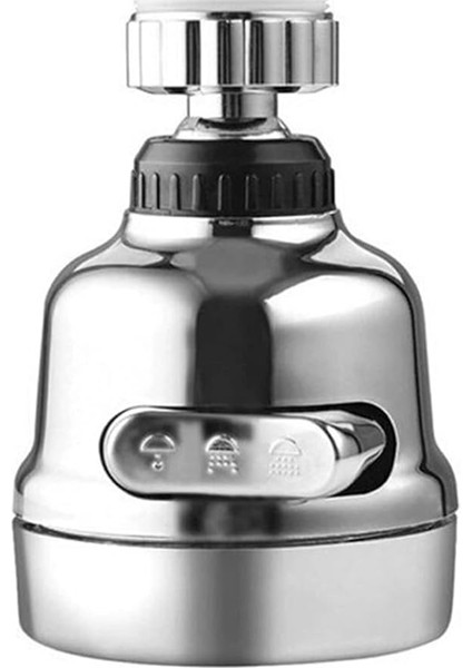 Krom 3 Fonksiyonlu Mutfak Lavabo Başlığı 360 Derece Döner Musluk Ucu Kireç Tutmaz 1410