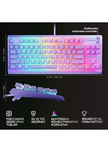 Apex 3 Tkl Rgb Suya ve Toza Dayanıklı Türkçe Gaming Klavye – Lila modelleri