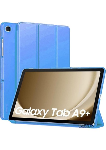 Galaxy Tab A9 Plus X210 X213 X215 X217 ile Uyumlu Kılıf New Pu Deri Smart Standlı Case Uyku Modlu Mavi