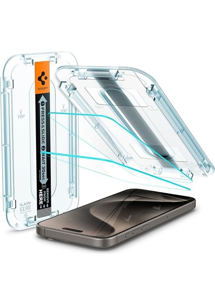 iPhone 15 Pro Max ile Uyumlu Cam Ekran Koruyucu Kolay Kurulum Glas.tr Ez Fit Slim Hd (2 Adet) - AGL06872