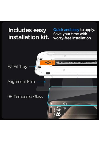 iPhone 15 Pro Max ile Uyumlu Cam Ekran Koruyucu Kolay Kurulum Glas.tr Ez Fit Slim Hd (2 Adet) - AGL06872 fırsatları