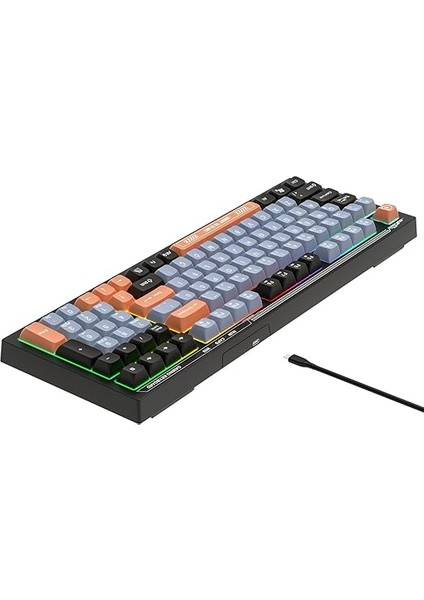 Kb-98 Sılent Siyah/gri/turuncu Sessiz Rainbow Q Membrane Oyuncu Klavyesi fırsatları