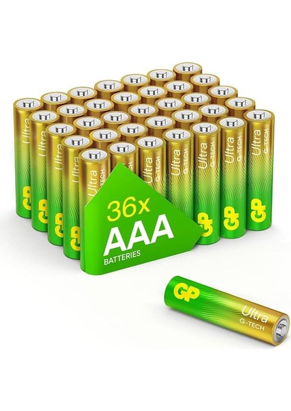 Batteries GP24AU Ultra Alkalin LR03/E92/AAA Ince Kalem Pil, 1.5 Volt, 40'lı Paket, Bakır/siyah/beyaz