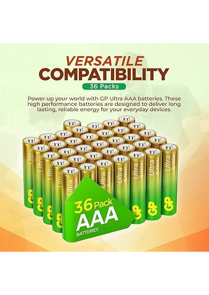 Batteries GP24AU Ultra Alkalin LR03/E92/AAA Ince Kalem Pil, 1.5 Volt, 40'lı Paket, Bakır/siyah/beyaz modelleri