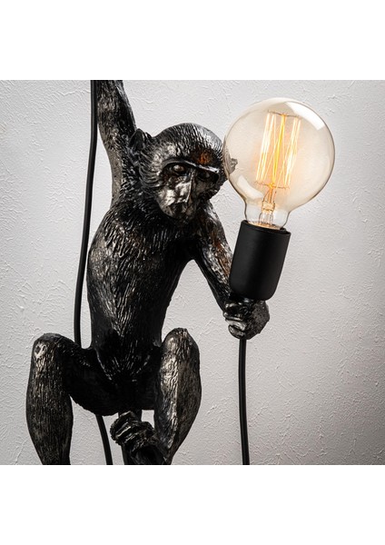 Yak Polyester Siyah Maymun Figürlü Duvar Apliği, Dekoratif Heykel Ambiyans Lamba YAK-028 fırsatları