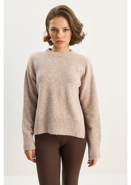 Kadın Bisiklet Yaka Yanları Yırtmaçlı Yün Karışımlı Triko Kazak fiyatları