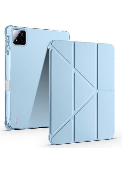 Xiaomi Pad 7/7 Pro ile Uyumlu Kılıf Tri Folding Silikon Kalem Bölmeli Katlanabilir Standlı Pu Deri Yumuşak Kapak, Tablet Kılıfı [kalem Alanı, Akıllı Kapak, Uyku Modlu], Mavi
