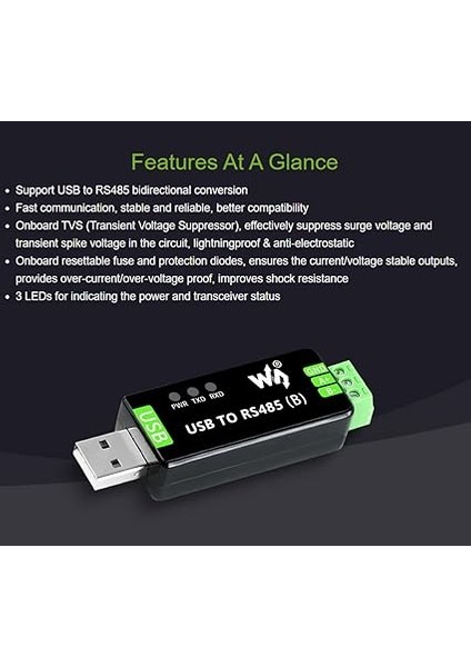 Industrial USB To RS485 Bidirectional Converter Onboard Original CH343G Multi-Protection Circuits fırsatları