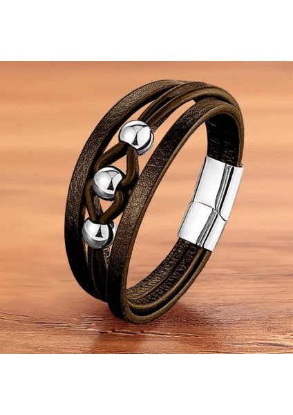 Çelik Top ve Kahve Deri Bileklik 33514B8D2 fiyatları