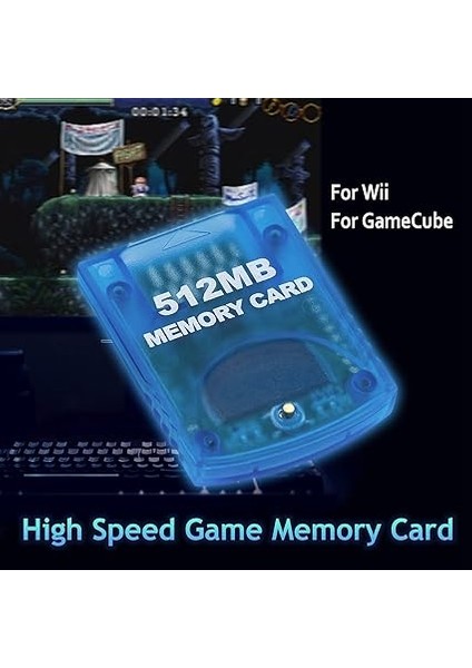 Gamecube Hafıza Kartları, Gamecube ve Wii Konsolu ile Uyumlu Hafıza Kartı - Mavi 512MB (8192 Blok) fırsatları