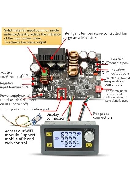 Ekranlı Cnc Ayarlanabilir Doğrusal Akım Stabilize Gerilimli Güç Kaynağı Sabit Gerilim Sabit Akım Adım Aşağı Modülü Wıfı Fonksiyonu ile Uzaktan Kumanda 10 Grup Depolama Koruma Mekanizması fırsatları