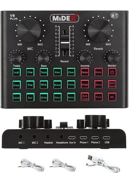 Vs8 Plus Canlı Yayın Ses Kartı Efektli Radyo Mikseri (Telefon ve Pc Podcast Radyo Yayıncılar)