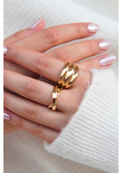 Altın Bombeli ve Düğüm Model Kadın Yüzük Seti – 2’li fiyatları