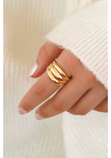 Altın Bombeli ve Düğüm Model Kadın Yüzük Seti – 2’li modelleri