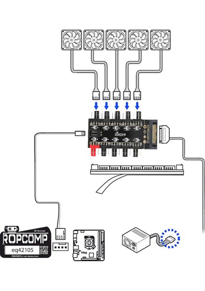 10 Port Fan Power Hub Sata Güçlü Pwm Switch Çoklayıcı fiyatları