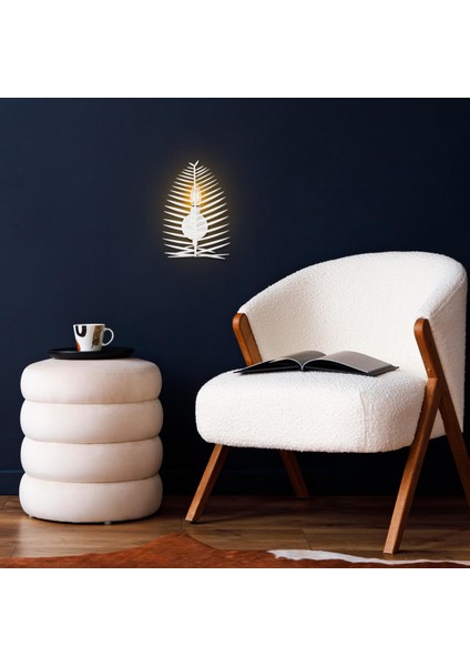Leaf Metal Yaprak Başlıklı Rustik Tekli Aplik Beyaz, Modern Duvar Lambası LEAF-15323 fiyatları