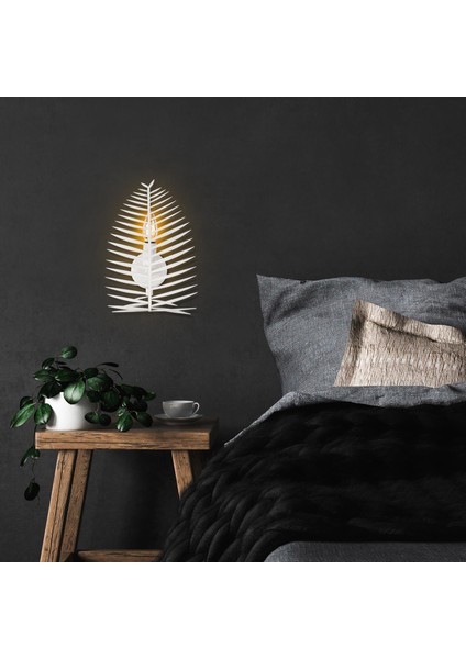 Leaf Metal Yaprak Başlıklı Rustik Tekli Aplik Beyaz, Modern Duvar Lambası LEAF-15323 modelleri