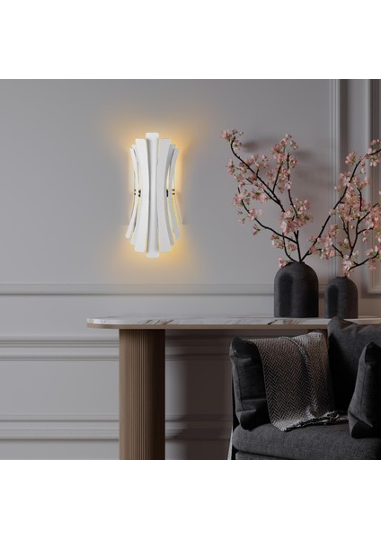 Linea Çift Yönlü Modern Metal Aplik Beyaz, Minimalist Duvar Lambası LINEA-15441