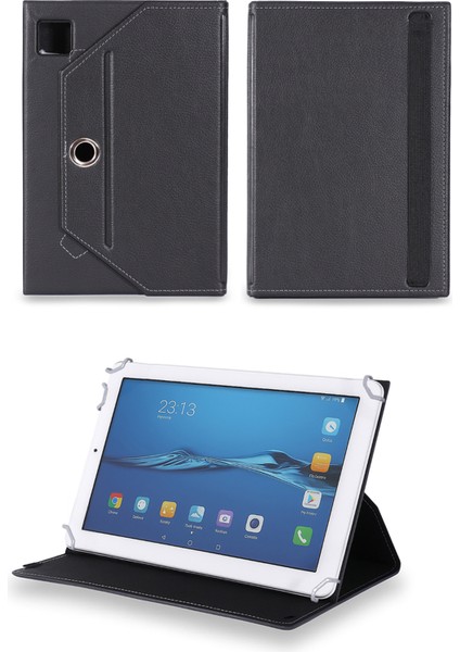 Tenplus X12 Pro 8" Tablet Uyumlu Standlı Üniversal Kapaklı Siyah Tablet Kılıfı
