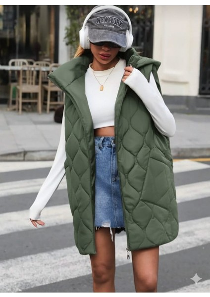 Kapşonlu Kapitone Yelek