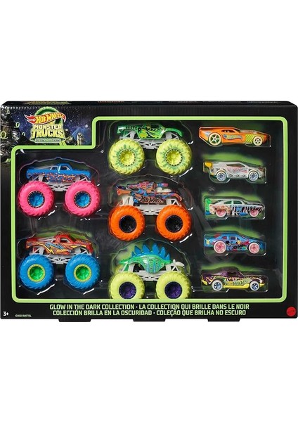Wheels Monster Trucks Karanlıkta Parlayan Araçlar Paketi Hot Wheels Monster Trucks Karanlıkta Parlayan Araçlar Paketi 5 Adet Monster Trucks Aracı ve 5 Adet Araba Içeren Çoklu Paket HCB57