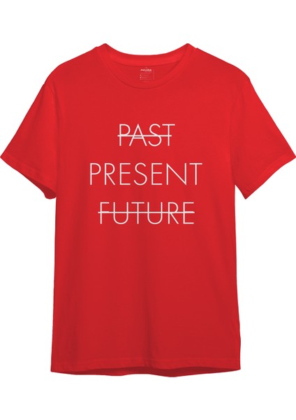 Past Present Future Tişört - Kırmızı