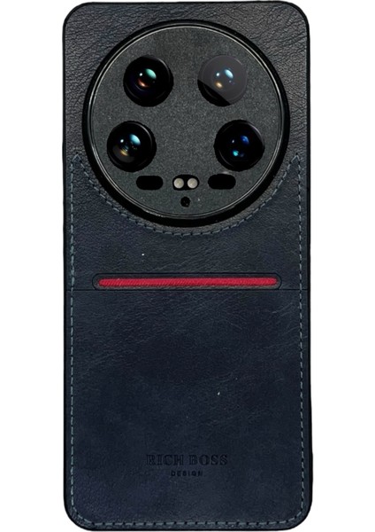 Xiaomi Mi 14 Ultra Deri Kartlıklı Lüks Kılıf Lacivert