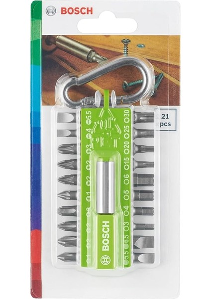 Home And Garden - 21 Parça Vidalama Ucu Seti Yaylı Kancalı, Yeşil