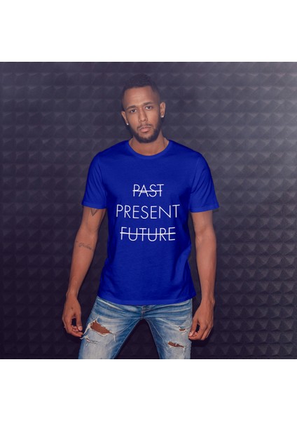 Past Present Future Tişört - Mavi modelleri