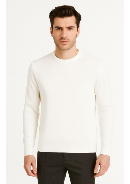 Slim Fit Bisiklet Yaka Uzun Kol Erkek Triko - 7426